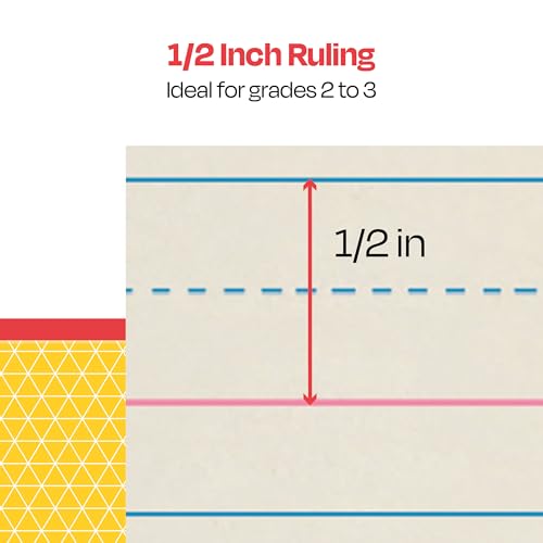 School Smart Zaner-Bloser Writing Paper, Handwriting Practice Lined Paper, Grade 2 to 3 Learning, 1/2 Inch Rule, 10-1/2 x 8 Inches, 500 Sheets - size: 10.5" x 8", style: 1/2 Inch Ruled
