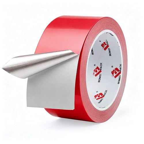 BOMEI PACK Aluminum Foil Tape,Heavy Duty Metal Foil Duct Tape (Red, 2 Inch) - color: Red, size: 2 Inch