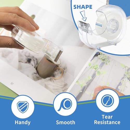 36 Pcs Transparent Tape with Dispenser, 0.7 in x 1000 in