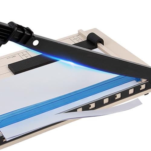 Paper Cutter, 12" Titanium Blade Guillotine Paper Cutter with Corner Rounder, Heavy Duty Guillotine, Paper Trimmer with Safety Guard, Paper Cutter Slicer for Cardboard,Vinyl,Crafts&Photos (Blue)