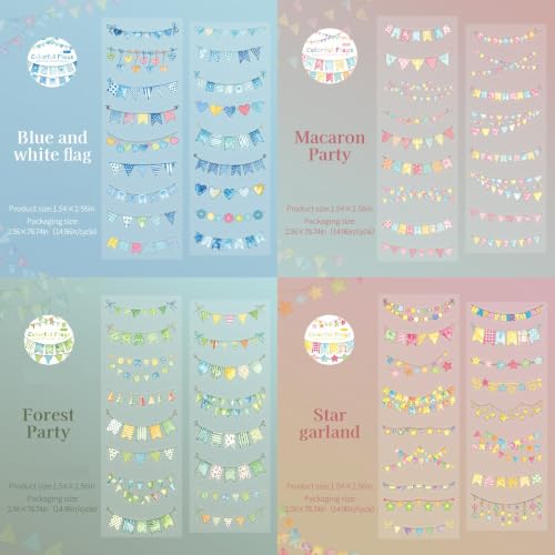 PET Tape Stickers for Scrapbooking Supplies,Flags Journal Stickers for Deco - color: Nature