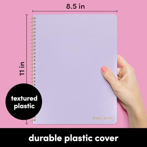 PAPERAGE Undated Daily Planner & To Do List Notepad (Lavender), 8.5 in x 11 in, Spiral Bound Planner Notebook for Work, School or Home, 104 Lined Pages With Date Tracker for Plans & Notes - color: Lavender, style: Spiral Large