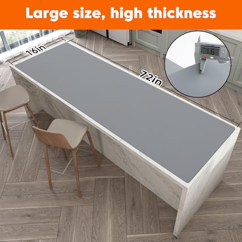 Large Silicone Mat for Countertop, 16"x72" Heat Resistant Mat, Dark Gray - color: Dark Gray, size: 72"L x 16"W