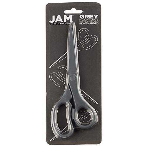 JAM PAPER Multi-Purpose Precision Scissors - 8 Inch - Grey - Ergonomic Handle & Stainless Steel Blades - Sold Individually - color: Grey, size: Standard (8 Inch)