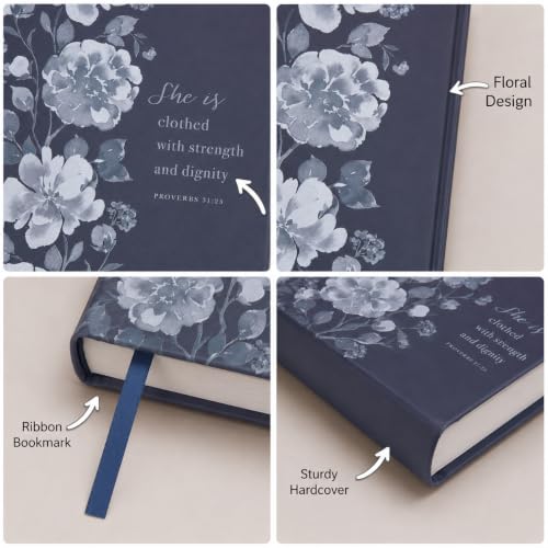 Eccolo Christian Journal Notebook Hardcover Lay Flat 192 Ivory Lined Pages - color: Dark/Light Blue, size: 6X8