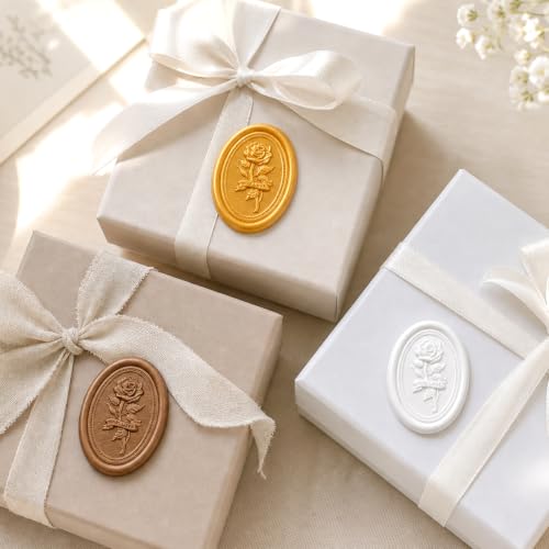30Pcs Wax Seal Stickers, Wedding Invitation Envelope Seal Stickers - color: Milky white&caramel&dark brown