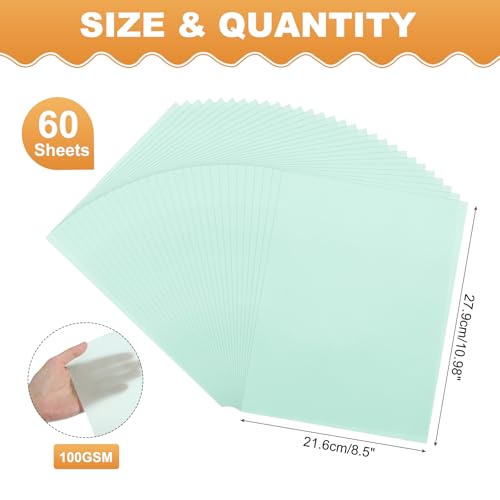 MECCANIXITY 60 Sheet Colored Vellum Paper 8.5" x 11", 100gsm Translucent Printable Vellum Sheets for Printing Wedding Invitations Inkjet Laser Printer, Light Blue - color: Light Blue