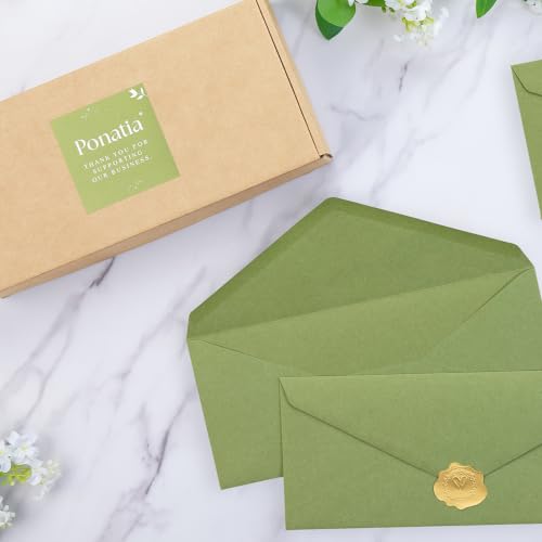 PONATIA 50 Pack #10 Business Envelopes, Sage Green 4.13 x 9.49'' Envelopes - color: Sage Green
