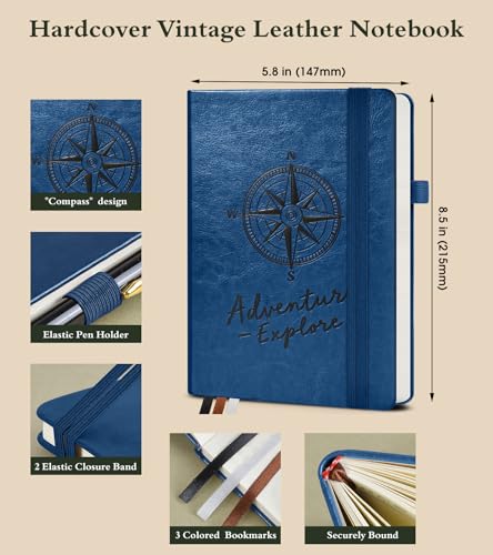 PAIBAS Blank Journal Notebook for Women Men,160 Pages,A5 Hardcover Sketchbook for Drawing, Sketch book, Unlined Notebooks for School,Work, Note Taking,Travel Journals for Writing 5.8"x8.5" (Navy) - color: Navy, size: Blank (5.8" x 8.5")