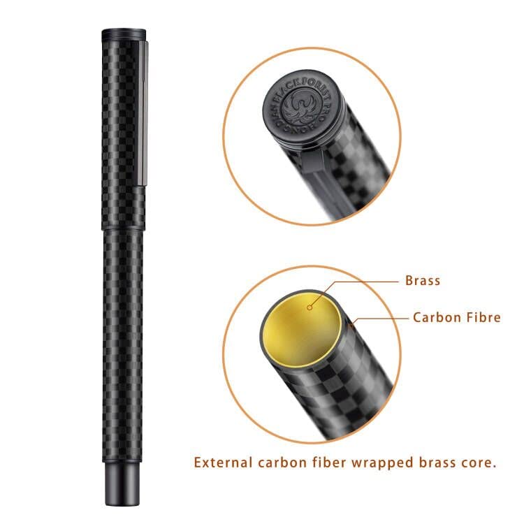 Hongdian Black Carbon Fiber Fountain Pen Extra Fine Nib Elegant Design Smooth Writer with Refillable Converter and Metal Pen Case Set - color: Carbon Fiber, style: Extra Fine Point