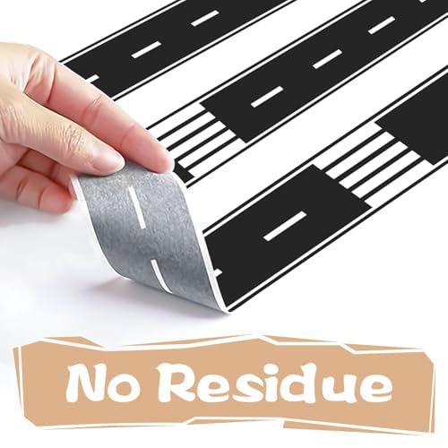 Piokio 2 Rolls of Black Road Track Tape, Race Cars Decorations for Kids Birthday Party, 33" x 2.4" Each Roll (Pack of 2) - size: 2 rolls (Pack of 2)