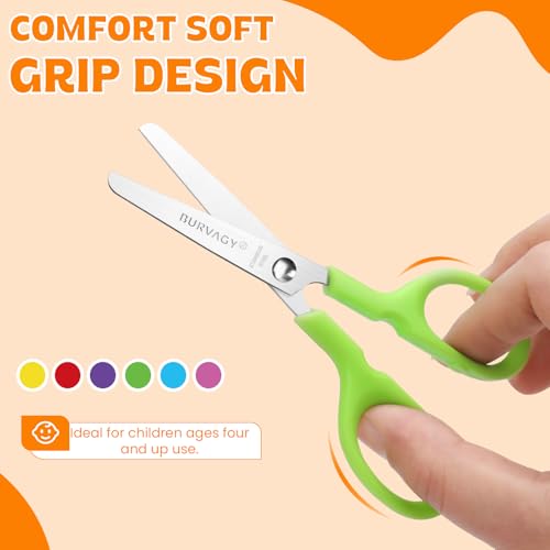 BURVAGY 30 Pack 5" Kids Scissors Safety Children Small Scissors for School - color: 30 Pack