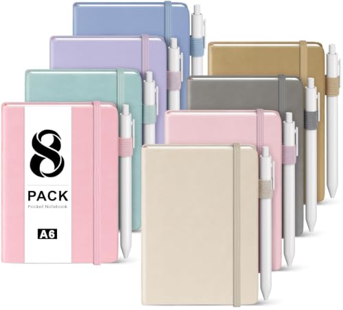 Oucaru Small Notebook 8 Pack, A6 Pocket Notebook, Mini Lined Journal - color: A-Pastel Colors, style: 8 Pack