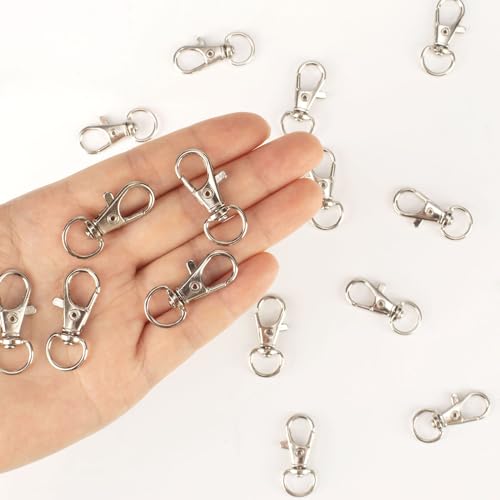 50PCS Metal Lobster Claw Clasp with Key Rings, 25PCS Keychains Clips Hooks and 25PCS Key Chain Rings, Keychain Accessories, Keychain Ring Making kit for Crafts, Silver - color: Silver