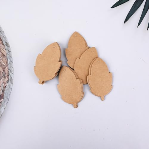 MAFELOE Kraft Paper Craft Leaf-Shape Tags, 100 Pieces