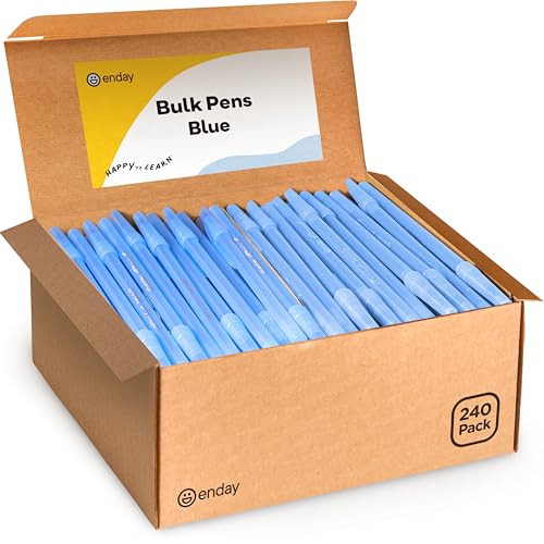 Enday Blue Pens Ballpoint, Long Lasting Blue Ink Pens Bulk 240 Pack, Smooth and Consistent Writing Pens, Medium Point (1.0mm) Ball Point Pens Blue, Flexible Round Barrel for Writing Comfort - color: Blue