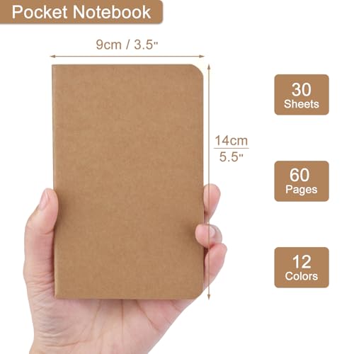 ZCZN 180 Pack Kraft Pocket Notebooks Bulk, 3.5 X 5.5 Inches Lined Paper Journaling Notebooks, 30 Sheets/60 Pages, Mini Journal Notebooks for Work, Writing, Traveler Memo Notepad(Kraft Cover) - color: Kraft