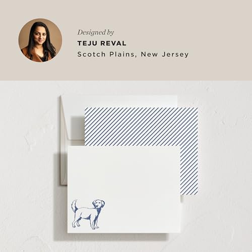 Minted Best Friend Stationery Set, Set of 10, Flat Note Cards & Envelopes for Invitiations and Handwritten Thank You Messages, Blue Dog Illustration, Gifts for Men & Women, Pet Lovers, Luxurious Paper - color: Best Friend