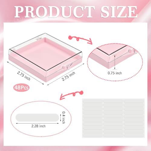 AceOrbit 48 Pcs Press on Nail Boxes with 180 Pcs Adhesive Double Sided Tape Acrylic Press on Nail Packaging Cases Pink Square Transparent Storage Case Organizer for Display Art Salon Supplies - color: Pink