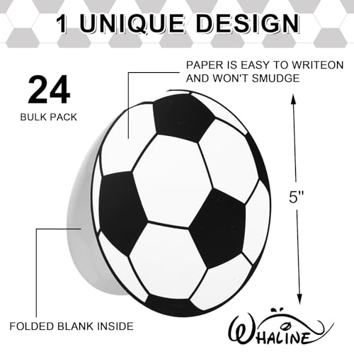 Whaline 24 Pack Soccer Greeting Cards Sports Ball Blank Note Cards with Envelopes Stickers for Sports Theme Game Day Birthday Party Supplies - style: Soccer