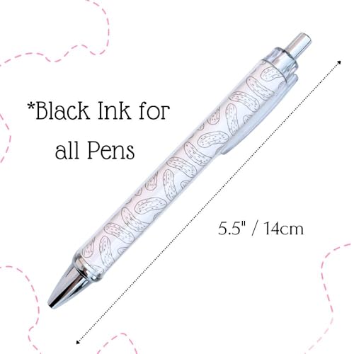 Pickle Pens 6PC Writing Pen Set for Pickle Lovers Stuff Things Present Themed Gifts Merchandise School Supply Home Office Stationery Employee Coworkers Graduation Birthday Party Bag Favors - style: Pickle