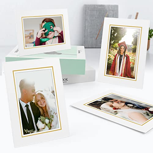 Golden State Art, Paper Picture Frames, 4X6, White Gold Lining, 10 Pack - color: White/Gold Lining, size: 10 Pack
