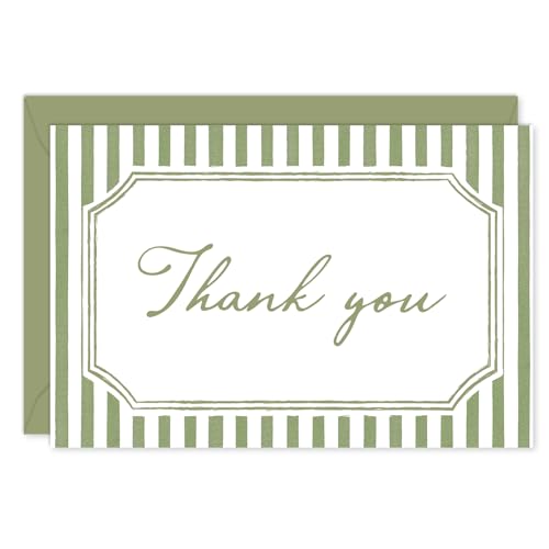Whaline 24Pcs Sage Green Thank You Cards with Envelopes & Stickers - color: Sage Green