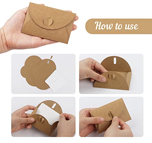 ABSOFINE 25PCS Mini Envelopes with 25 Blank Cards, Gift Card Holders - color: brown
