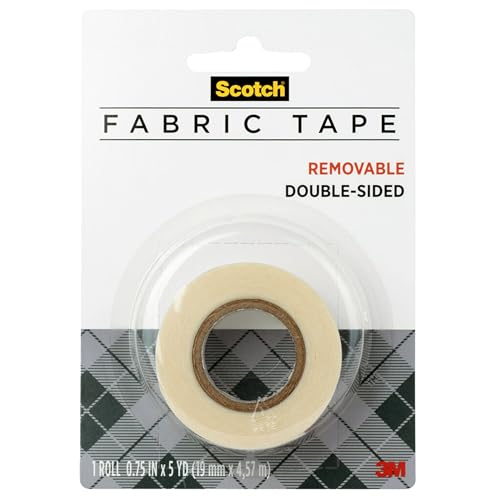 Scotch Removable Fabric Tape, 3/4 in x 180 in Rolls, 6-Pack | Double Sided, White, Model FTR-1-CFT - size: Pack of 6