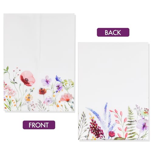 50 Pack Pre-Folded Vellum Jackets for 5x7 Invitations,AZAZA Pretty Translucent Invitation Sleeves,115GSM Vellum Jackets 5x7, Wedding Invitation AccessoriesFor, Weddings Birthdays,Wildflowers - color: 50Pck--Colorful Wildflowers No.1