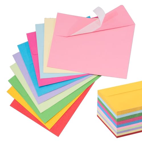 50 Pack A4 Envelopes, Colored, 4x6 Invitation Envelopes, Self Seal Envelopes Printable, for Weddings, Greeting Cards, Photos, Postcards, Mailing, Party - color: Multicolor, size: 50 Pack A4 Envelopes (4.72x6.50in)