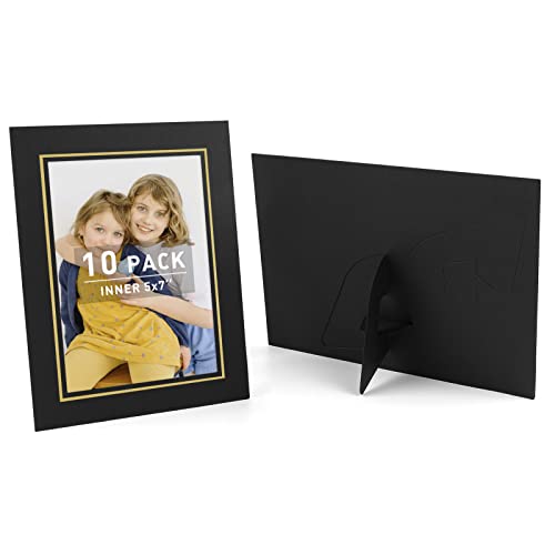 Golden State Art, Paper Picture Frames With Easel, 5X7, 10 Pack | Black with Gold Lining, Photo Frame Cards, DIY Cardboard - color: Black/Gold Lining, size: 10 Pack