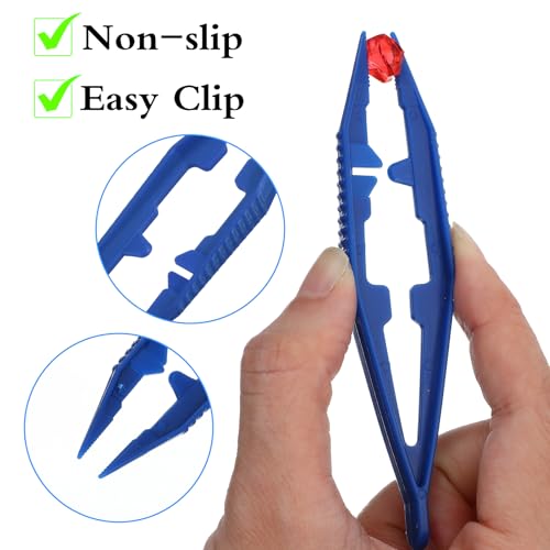 guduling 30Pcs Plastic Tweezers for Crafts,6 Color Plastic Tweezer for Kid | Fuse Bead Tweezers,for DIY Jewelry Making, Seed Bead Handling & Art Projects
