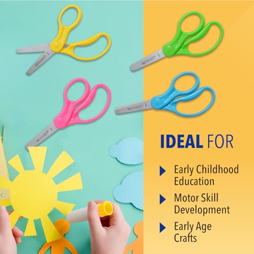 Westcott 5" Hard Handle Kids Scissors, Blunt, Assorted Colors, 2-Pack