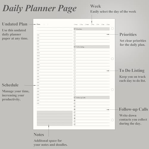EMSHOI Undated Hourly Daily Planner, 240 Pages, A4 Size (9.2" x 12") - color: Black