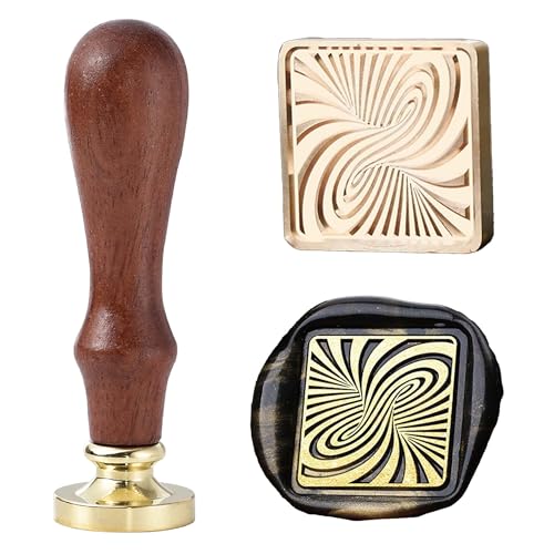 Wax Seal Stamp – Square Swirl Spiral Sealing Wax Stamp, Abstract Vortex Design with Twisting Lines and Flowing Motion for Artistic Letters - color: Recurring line