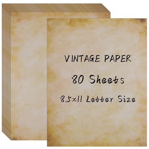 80 Sheets Vintage Paper, 8.5"x11" Letter Size Printer Parchment Paper - style: Classic-A