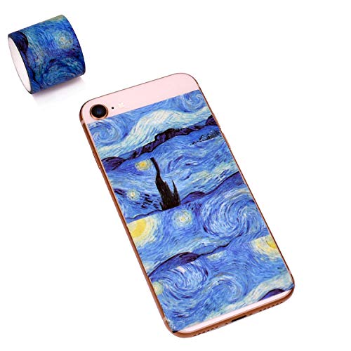 Washi Tape Set of 12 Rolls Van Gogh Starry Night Decorative Tape - color: Yellow