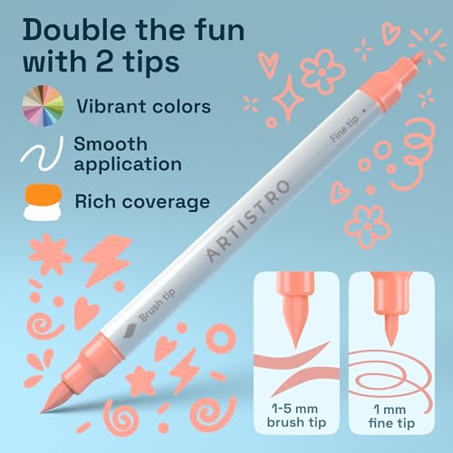 ARTISTRO 12 Pastel Dual-Tip Acrylic Paint Marker Pens for Drawing - color: Pastel, size: 12
