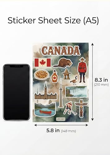 Canada Sticker Sheet, Canada Stickers for Laptop & Journal - style: Canada
