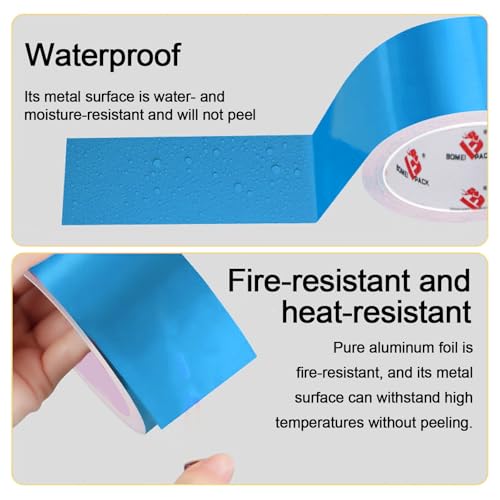 BOMEI PACK Aluminum Foil Tape,Heavy Duty Metal Foil Duct Tape (Blue, 3 Inch) - color: Blue, size: 3 Inch