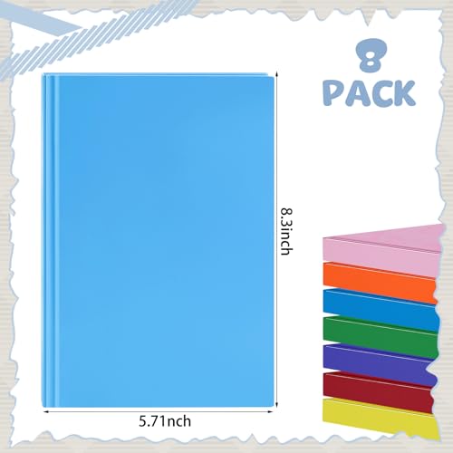 Henoyso 8 Pcs A5 Blank Notebook Journal Hardcover Sketchbook, 8.3 x 5.7 in - color: Colorful, size: 8.3x5.7 Inch