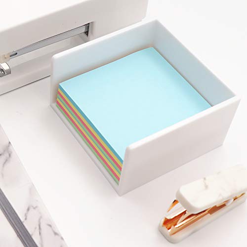 White Memo Holder 3 x 3 PS Notepad Organizer Sticky Notes Cube Holder for Home and Office Desk Organization (White) - color: White Holder