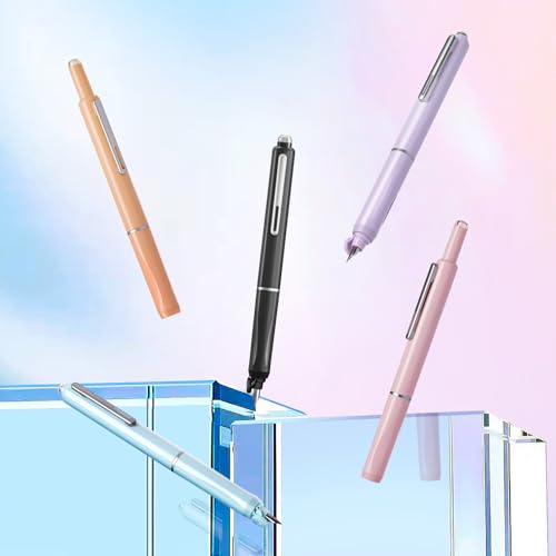 WRITECH Clictek Retractable Fountain Pen: Fine Black Ink with 5 Cartridges - color: Multicolor