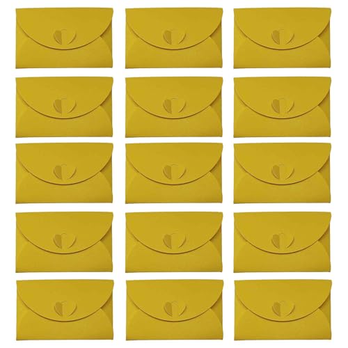 Mini Card Envelopes, 15Pcs Small Envelopes for Gift Cards, Credit Cards, Business Cards, Heart Clasp Holders for Weddings, Birthdays, Baby Showers, Parties, Yellow - color: Yellow