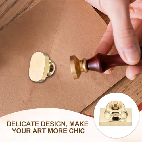PATIKIL 15x25mm Blank Wax Seal Rectangle Sealing Wax Stamp Brass Head Gold - size: 15x25mm