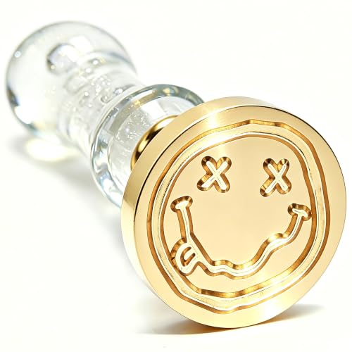 LANKIN Smile Face Wax Seal Stamp, 25mm Brass Head with White Bubble Handle - color: Smile Face