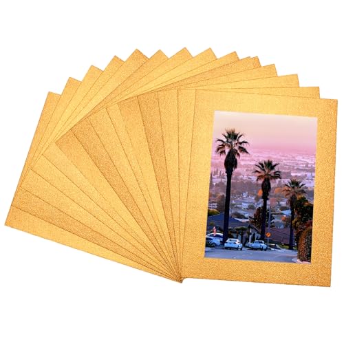 Wuyituart 15 Pack 7x9in Gold Photo Mats for 5x7 Photos Bevel Cut Frame Mats - color: Gold