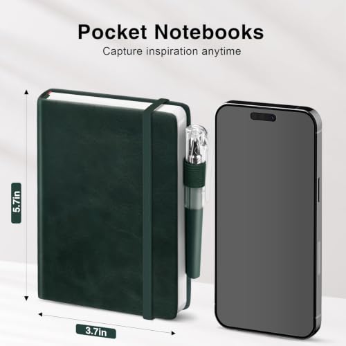 Oucaru Small Notebook 3 Pack, A6 Pocket Notebook, Mini Lined Journal - color: B-Pine Green, style: 3 Pack