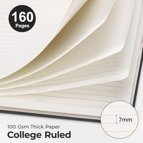 AHGXG Spiral Journal Notebook, 160 Lined Pages, A5 Size (5.7'' x 8.3'') - color: Black